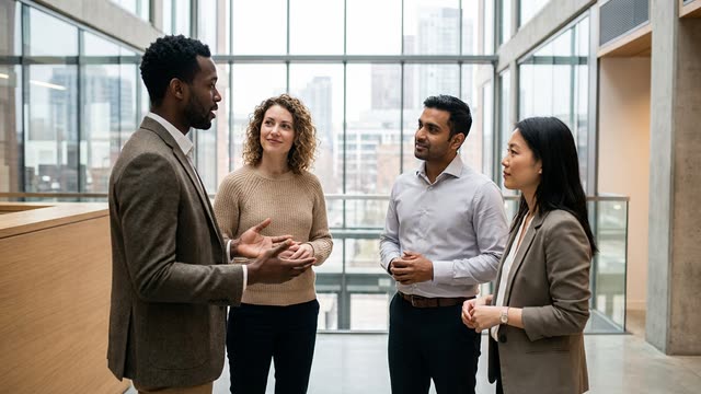 A finance team talking through the numbers they report